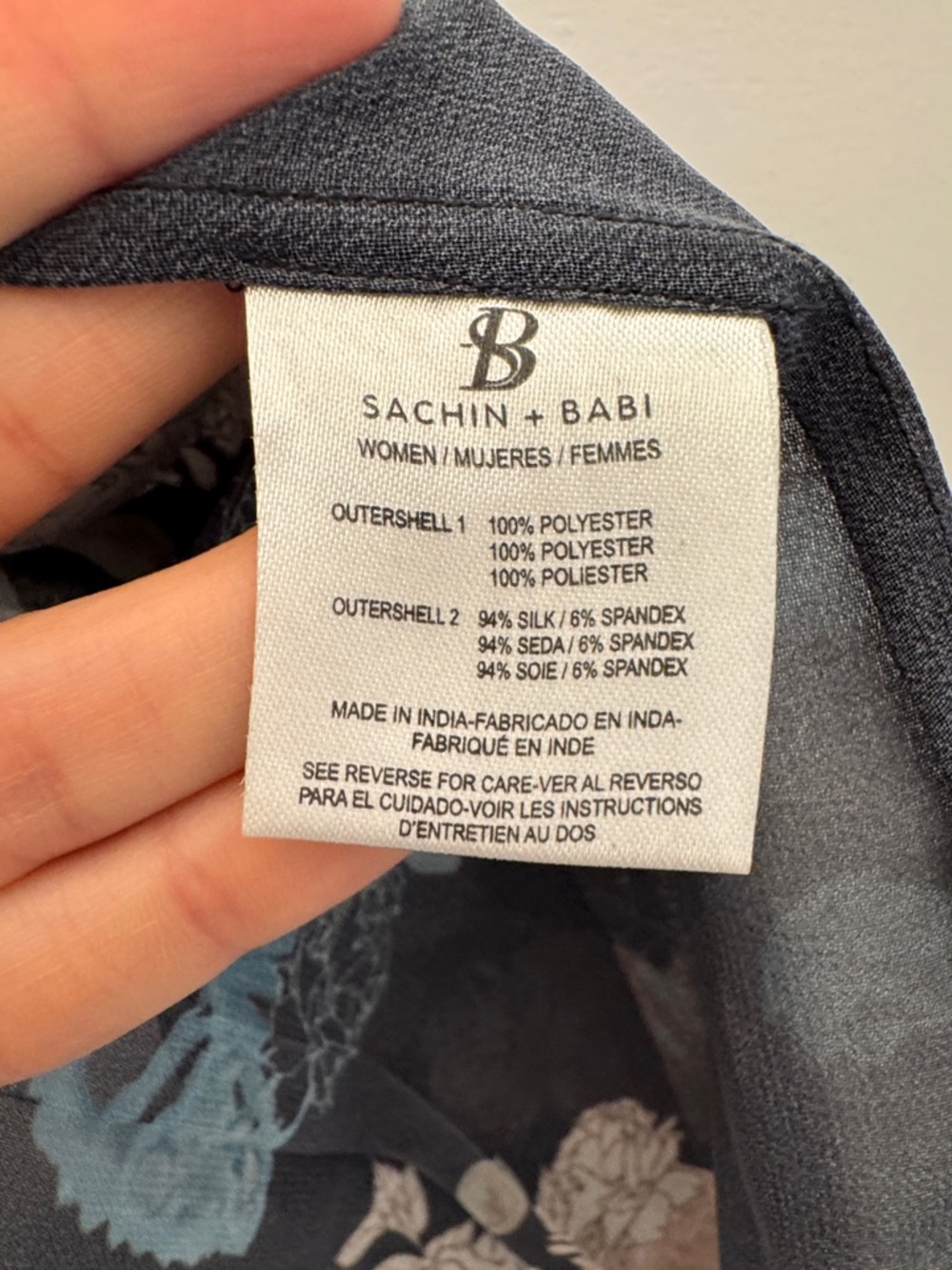 Sachin + Babi Black Sheer Floral Button-Up Blouse with Peach and Teal Accents - Picture 3 of 5